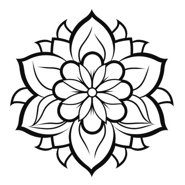 Kolorowanie stron z wzorem kwiatów Czarno-biały wieniec mandala kwiatowa Bouquet line art
