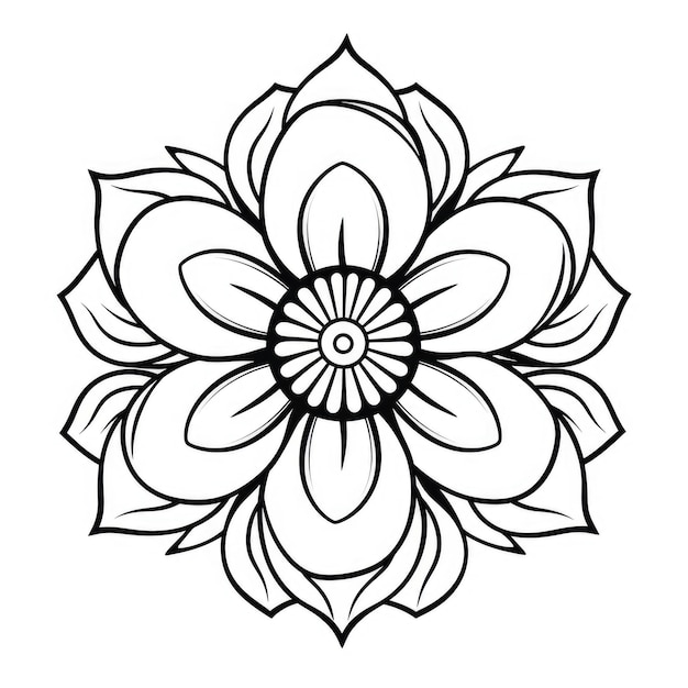 Zdjęcie kolorowanie stron z wzorem kwiatów czarno-biały wieniec mandala kwiatowa bouquet line art