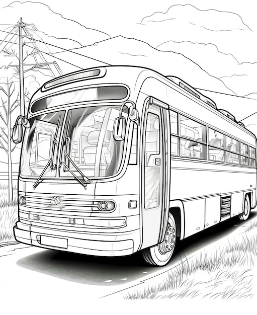 Kolorowanka dla dorosłych: futurystyczny autobus