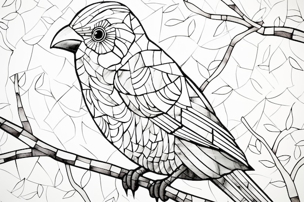 kolorowanka mozaika ptak
