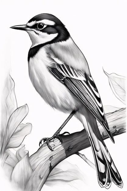 Zdjęcie kolorowanka ptaka jakość do druku czarno-biała naklejka ze wzorem w jakości plakatu
