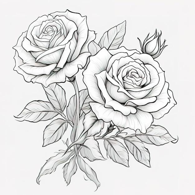 Kolorowanka róże realistyczny styl szkicu