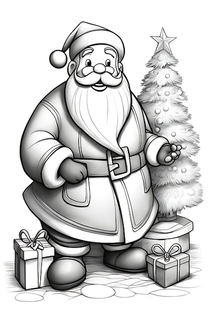 Kolorowanka Święty Mikołaj Boże Narodzenie Kolorowanka Szkic ołówkiem Świętego Mikołaja do druku