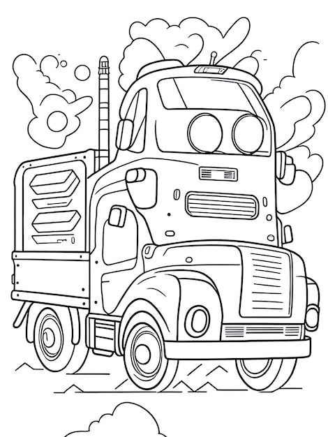 Zdjęcie kolorowanka z ciężarówką dla dzieci