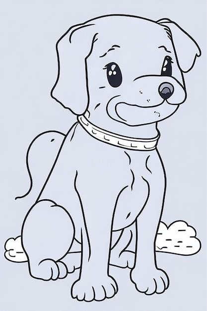 Zdjęcie kolorowanka z ilustracją uroczego psa dla dzieci
