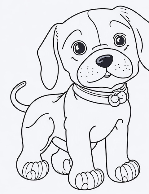 Zdjęcie kolorowanka z ilustracją uroczego psa dla dzieci