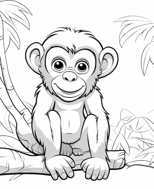kolorowanka z kreskówkami o małpach dla dzieci