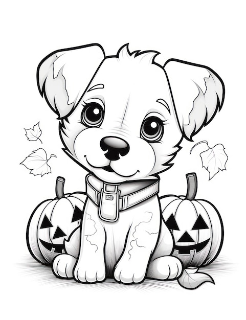 Kolorowanka ze słodkim psem na Halloween