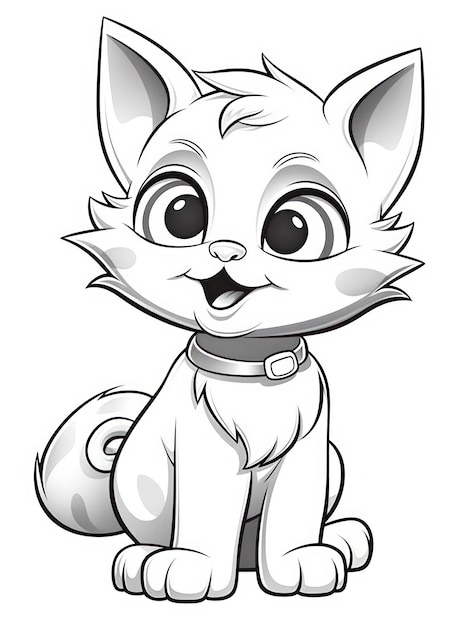 Zdjęcie kolorowanki dla dzieci w stylu kreskówki mały kotek