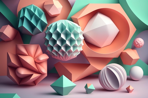 Kolorowe abstrakcyjne renderowanie 3D nowoczesnego geometrycznego tła