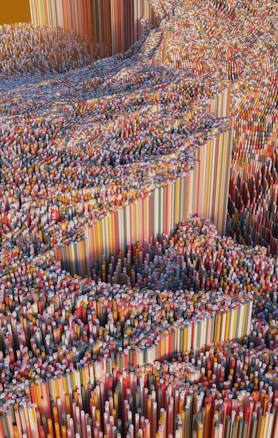 Kolorowe abstrakcyjne tło Szablon projektu układuWave kolor Płynny kształt Abstrakcyjny projekt 3d render ilustracja geometryczne tło kolorowe kostki ściana kopia przestrzeń media społecznościowe