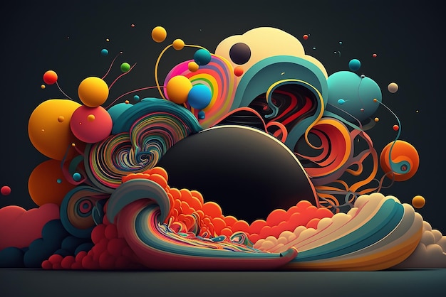 Kolorowe abstrakcyjne tło z kolorowymi kulkami Ilustracja 3D