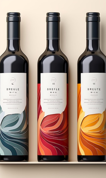 Kolorowe artystyczne opakowania etykiet win z żywym i abstrakcyjnym projektem kreatywnych pomysłów koncepcyjnych