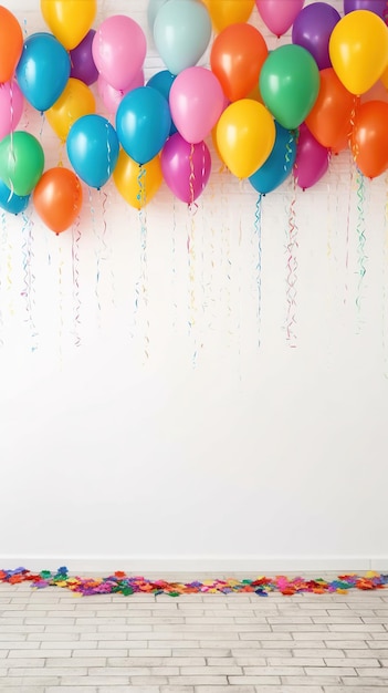 Kolorowe balony i konfetti Kolorowe balony z konfetti AI Generated