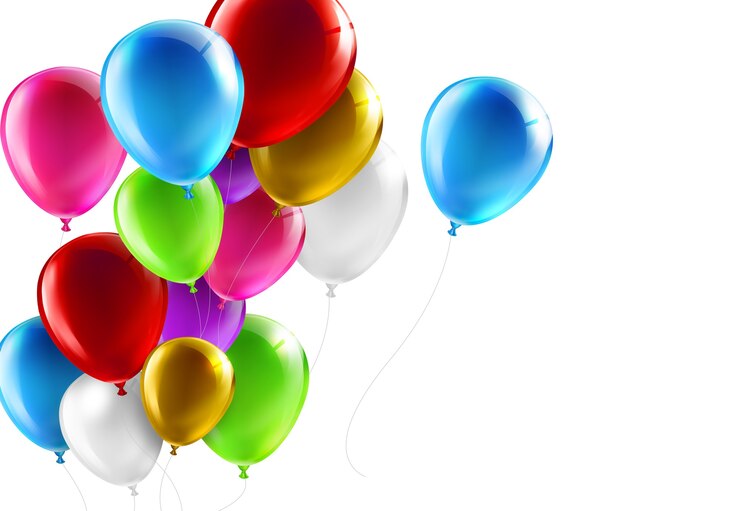 Zdjęcie kolorowe balony na białym tle