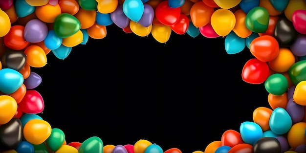 Kolorowe balony na czarnym tle