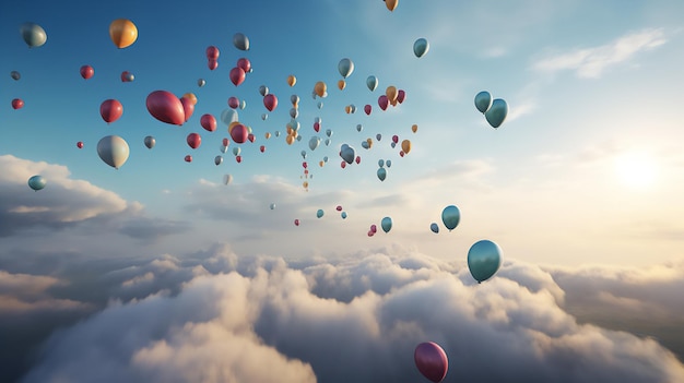 Kolorowe balony na niebie