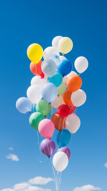 Kolorowe balony na niebieskim niebie