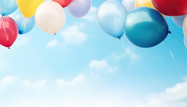 Kolorowe balony na niebieskim tle koncepcji karnawału