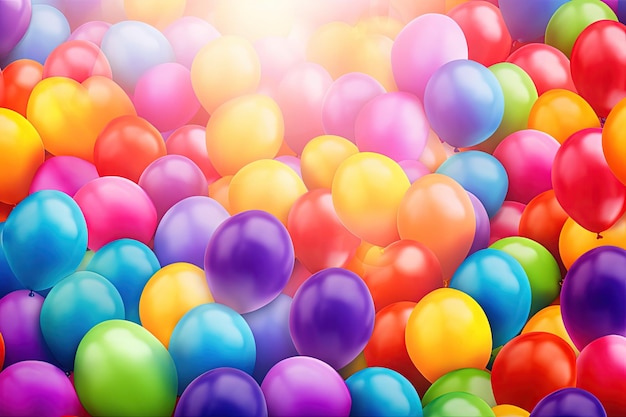 Kolorowe balony świętujące dumę LGBTQ na promiennym abstrakcyjnym tle