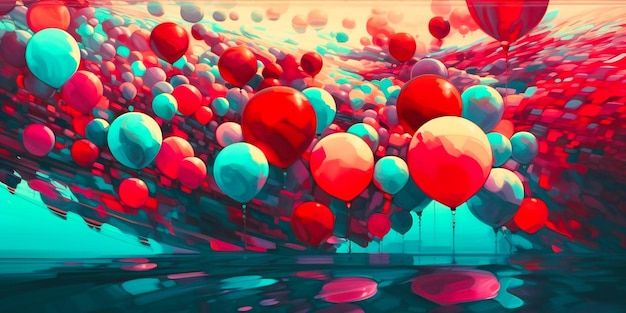 Zdjęcie kolorowe balony unoszące się w powietrzu