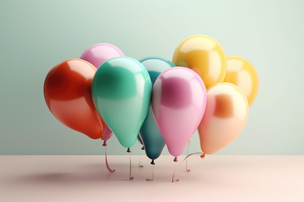 Kolorowe balony z helem latające w generatywnej ai powietrza