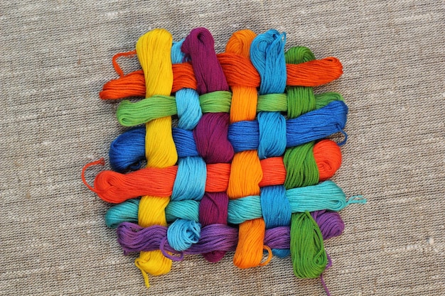 Kolorowe bawełniane nici rzemieślnicze