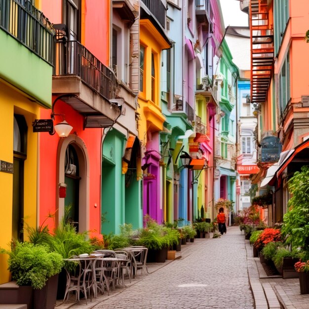 kolorowe budynki i urokliwe kawiarnie
