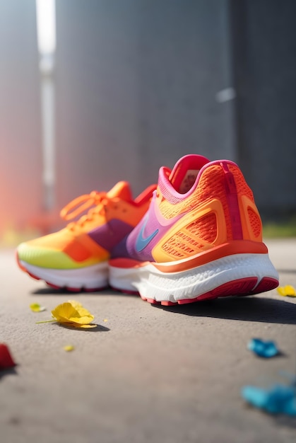 kolorowe buty sportowe na ulicy