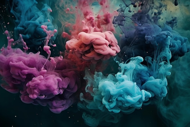 Kolorowe chmury atramentu w wodzie abstrakcja dymu kolor plusk w wodzie