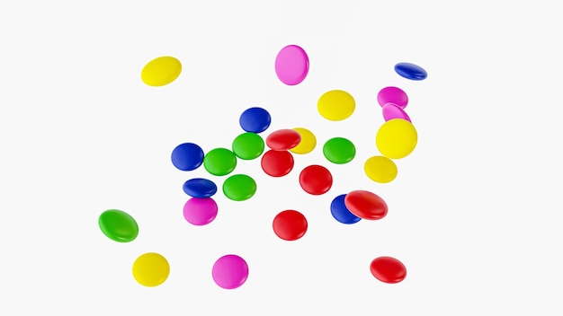 Zdjęcie kolorowe cukierki spadające ilustracja 3d