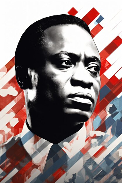 kolorowe czarno-białe przedstawienie Kwame Nkrumah