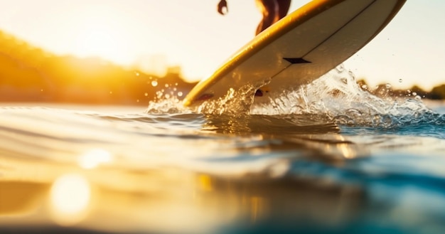 Kolorowe deski surfingowe na falach oceanu super z pięknym słonecznym kolorowym tłem surfowania