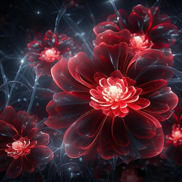 Kolorowe Fractal streszczenie tło kwiat AI generacji