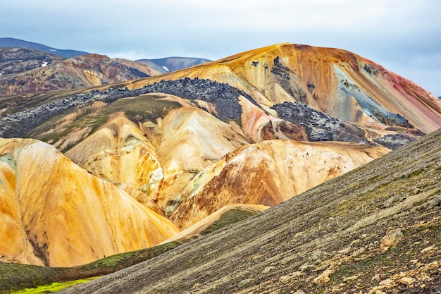 Kolorowe góry wulkanicznego krajobrazu Landmannalaugar