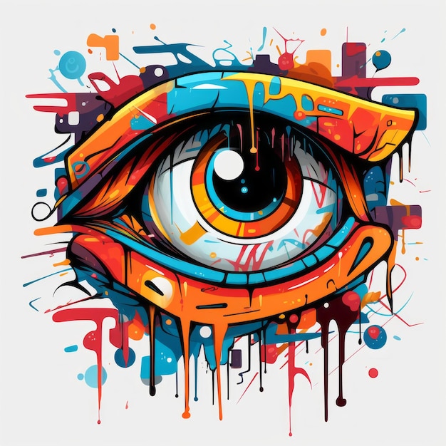 Zdjęcie kolorowe graffiti eye art precyzyjne rysunki z odważną paletą