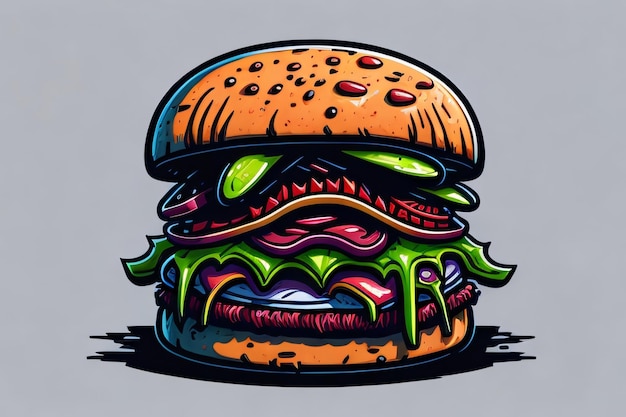 Zdjęcie kolorowe hamburguer humburger naklejka burger tło humburger tło ai generowane