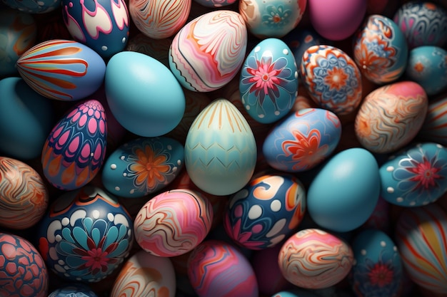 Kolorowe jajka wielkanocne ułożone w wzór w kształcie 00113 03