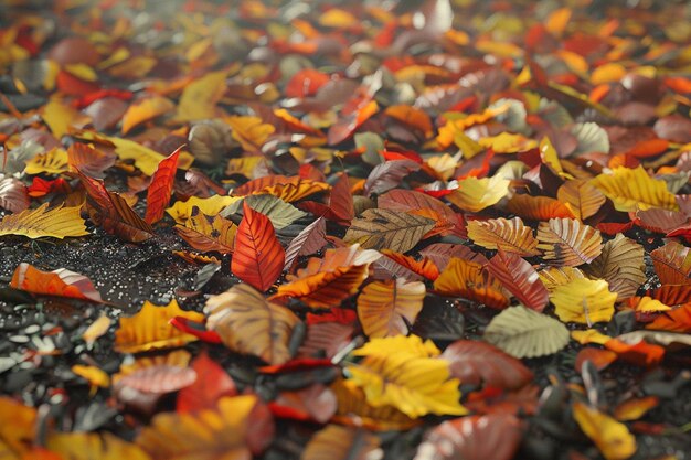 Kolorowe jesienne liście pokrywają ziemię