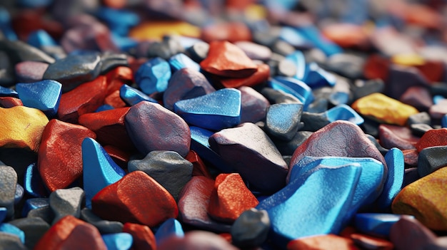 Zdjęcie kolorowe kamienie na plaży zbliżenie płytka głębia ostrości generatywna sztuczna inteligencja