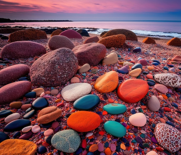 Kolorowe kamyki na plaży