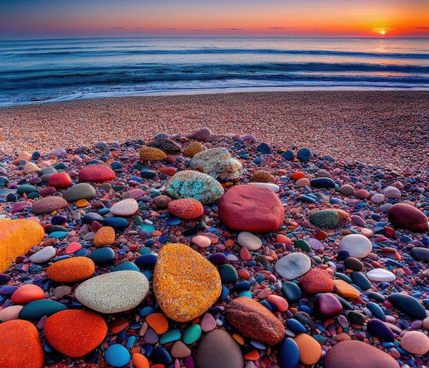 Kolorowe Kamyki Na Plaży