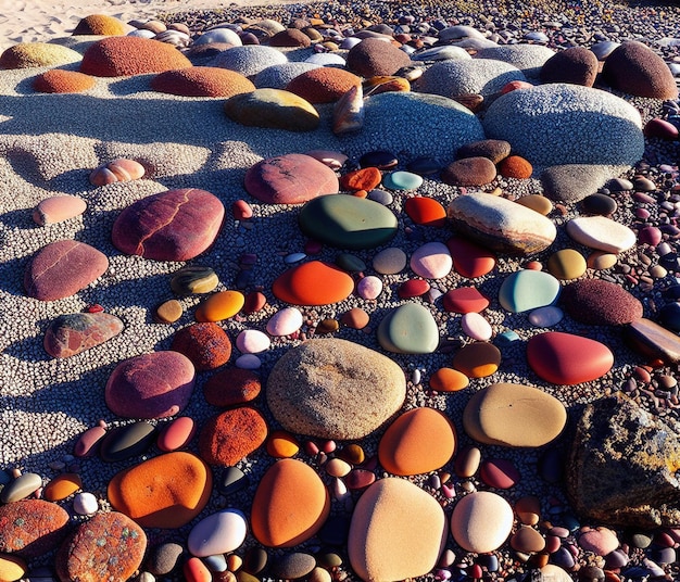 Zdjęcie kolorowe kamyki na plaży