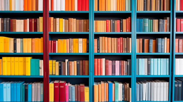 Kolorowe książki na półkach Generative AI