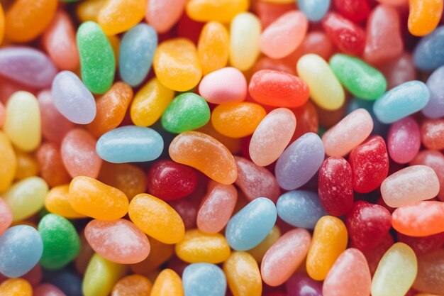 Kolorowe kulki w kształcie cukierków w pełnym tle
