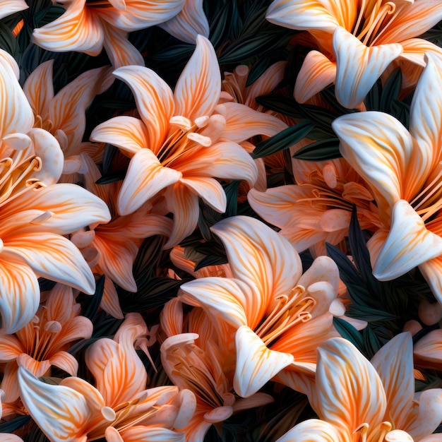 Kolorowe kwiaty botaniczne wiosenne sztuka liści Bezszwowe wzorce tła Tkanina tapeta drukowana tekstura Płytka Ai Ilustracja generatywna