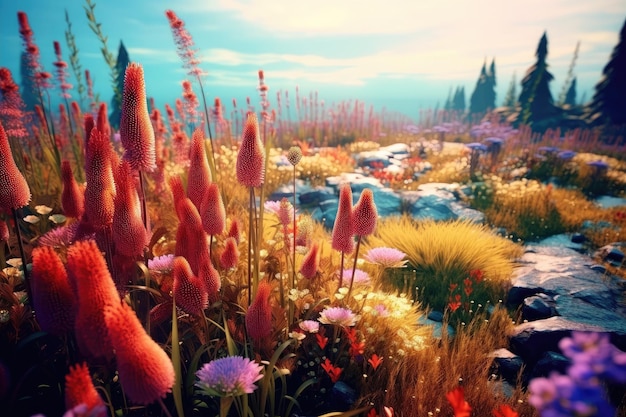 Zdjęcie kolorowe kwiaty i rośliny