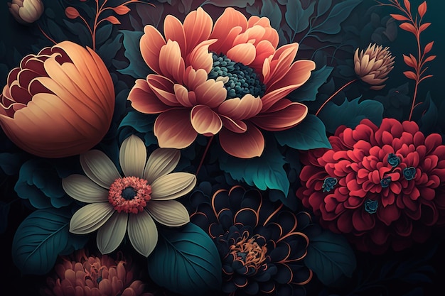 Kolorowe kwiaty tapety piękne tło botaniczne kwiatowy tło
