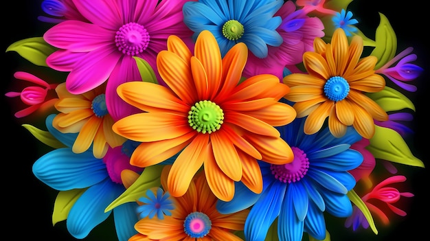 Zdjęcie kolorowe kwiaty w ogrodzie wiosennym