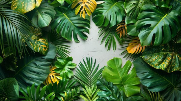 Kolorowe liście tropikalne na białym tle Minimalna letnia egzotyczna koncepcja z przestrzenią kopiowania